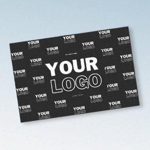Your Logo & Background Repeating Logo   Black Tissue Paper