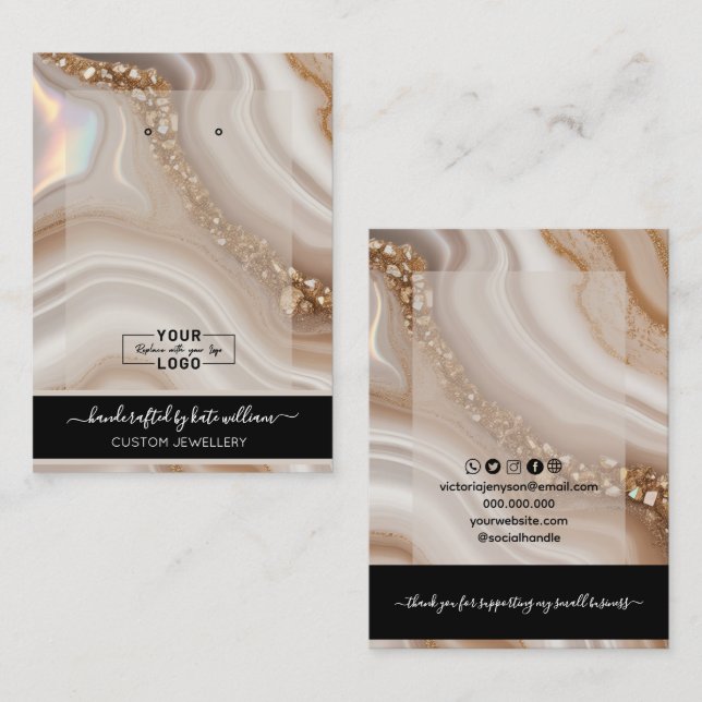 YOUR LOGO beige agate Display Card (Front/Back)