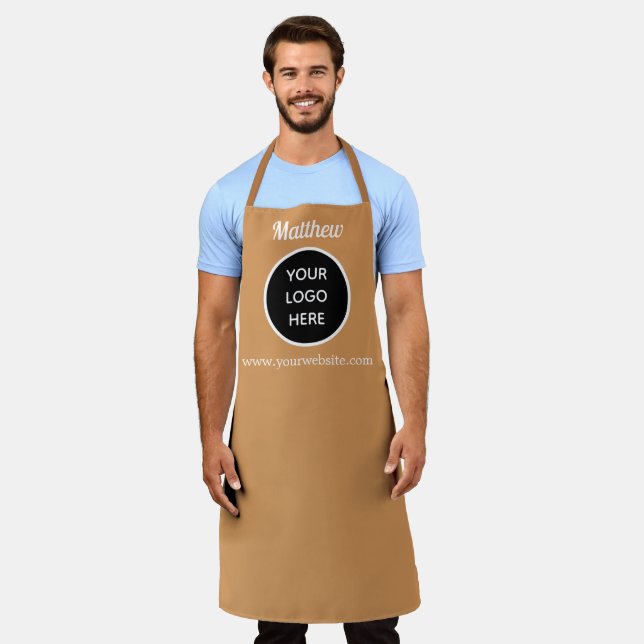 Your Logo Beige Website Yellow Business Apron (Worn)