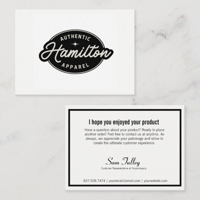 Your Logo Black and White Customer Service Card (Front/Back)