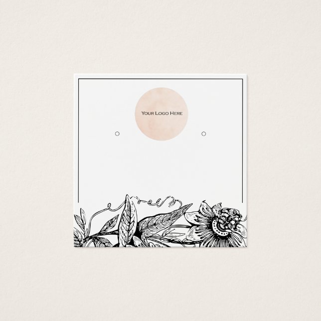 Your Logo Black and White Earring Display Card (Front)