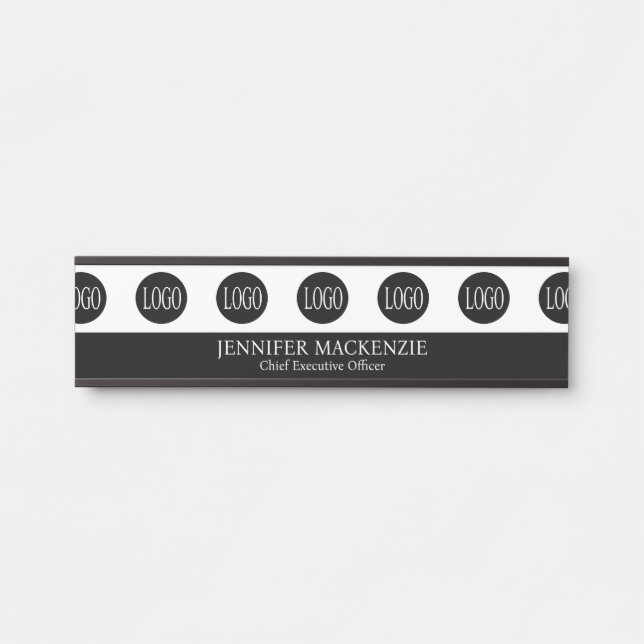 Your Logo Black and White Elegant Office Door Sign (Front)
