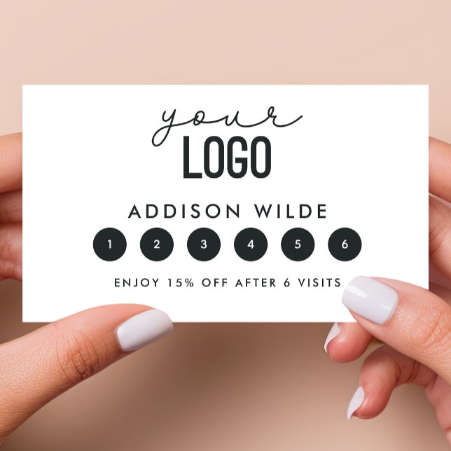 Your Logo Black And White Minimal Loyalty Card (Creator Uploaded)