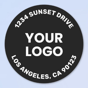 Your Logo   Black Background White Text Classic Round Sticker