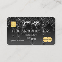 Your Logo Black Drip Glitter-look Credit Card