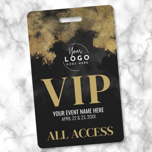 Your Logo Black Gold Event VIP ID Badge (Your Logo Black Gold Event VIP Badge)