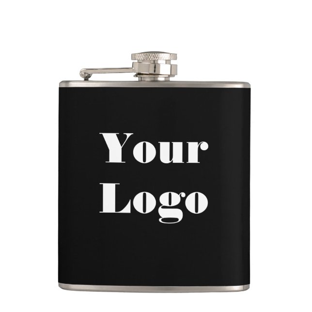 Your Logo Black  Hip Flask (Front)