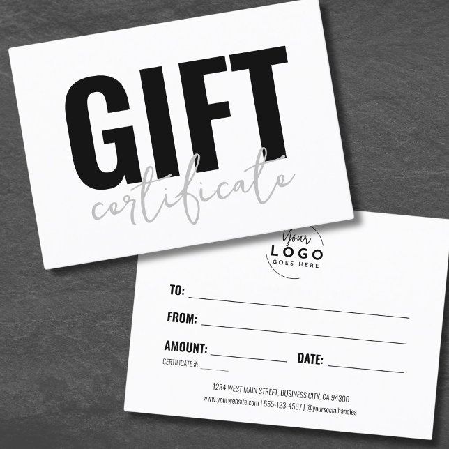 Your Logo Black White Business Gift Certificate (Your Logo Black White Business Gift Certificate)
