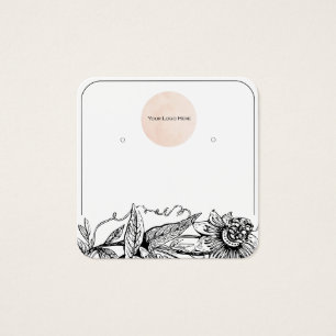 Your Logo Black & White Round Earring Display Card