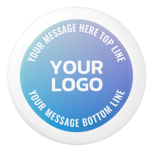 Your Logo Blue to Purple Ombre & Circular Text Ceramic Knob