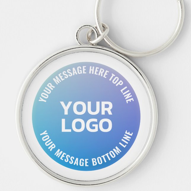 Your Logo | Blue to Purple Ombre & Circular Text Key Ring (Front)