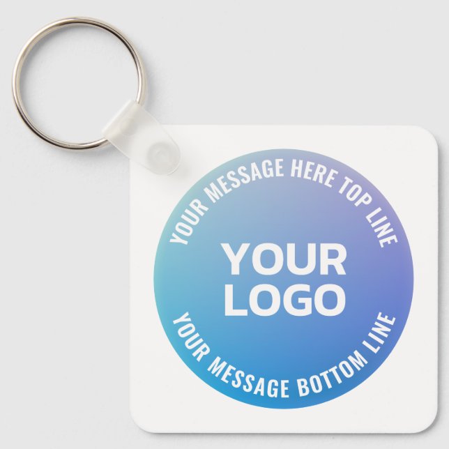 Your Logo | Blue to Purple Ombre & Circular Text Key Ring (Front)