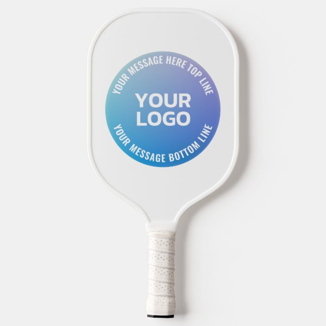 Your Logo | Blue to Purple Ombre & Circular Text Pickleball Paddle (Back)