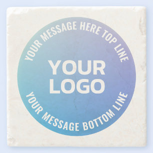Your Logo Blue to Purple Ombre & Circular Text Stone Coaster