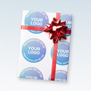 Your Logo   Blue to Purple Ombre & Circular Text Wrapping Paper