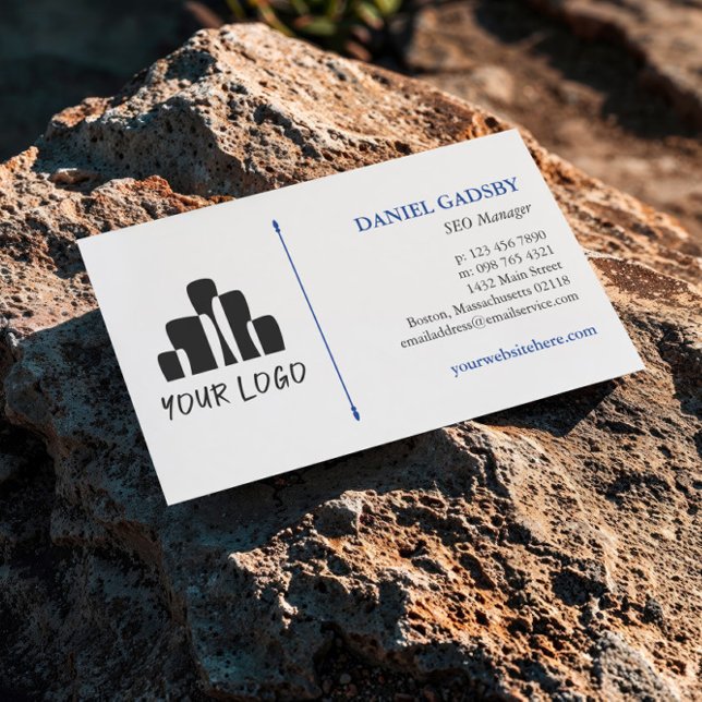 Your Logo Blue White Practical Minimalist Business Card (Creator Uploaded)