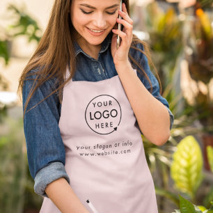 Your Logo Blush Pink Modern Business Staff Apron
