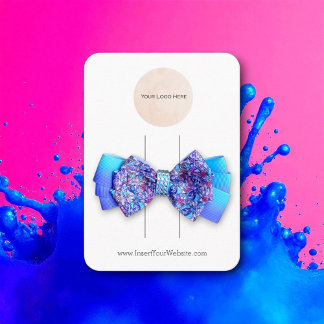Your Logo Bow Hair Clip Display Card Vertical