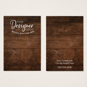 Your Logo Brown Rustic Wood Earring Holder Card
