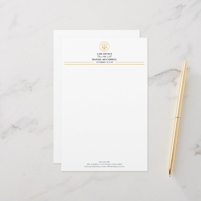 Your Logo Business | Attorney At Law  Stationery (Front/Back In Situ)