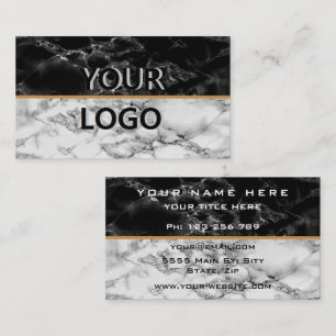 Your Logo Business Card - Black White Marble