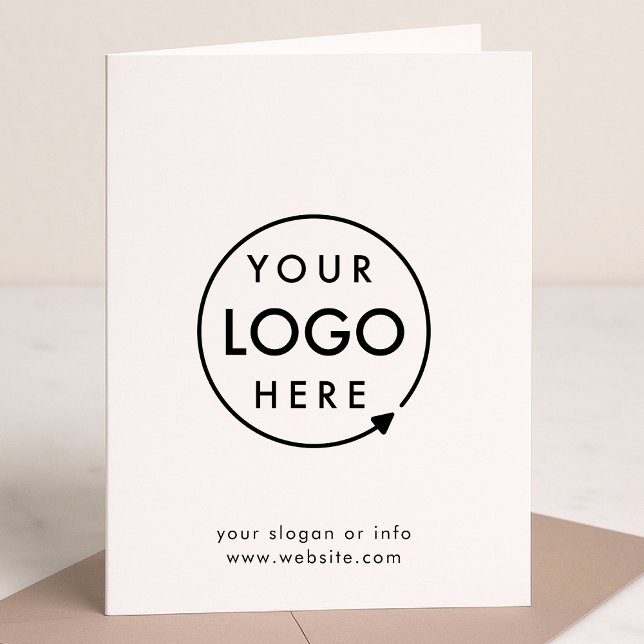 Your Logo | Business Corporate Modern Minimalist Card (Modern sleek white business folded greeting card by Guava - elegant, professional, and customizable)