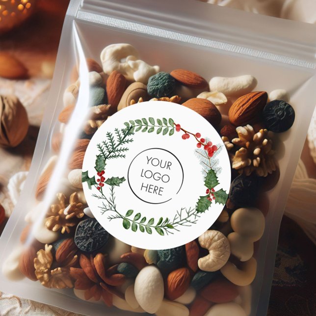 Your Logo Business Custom Holiday Christmas Classic Round Sticker (Creator Uploaded)