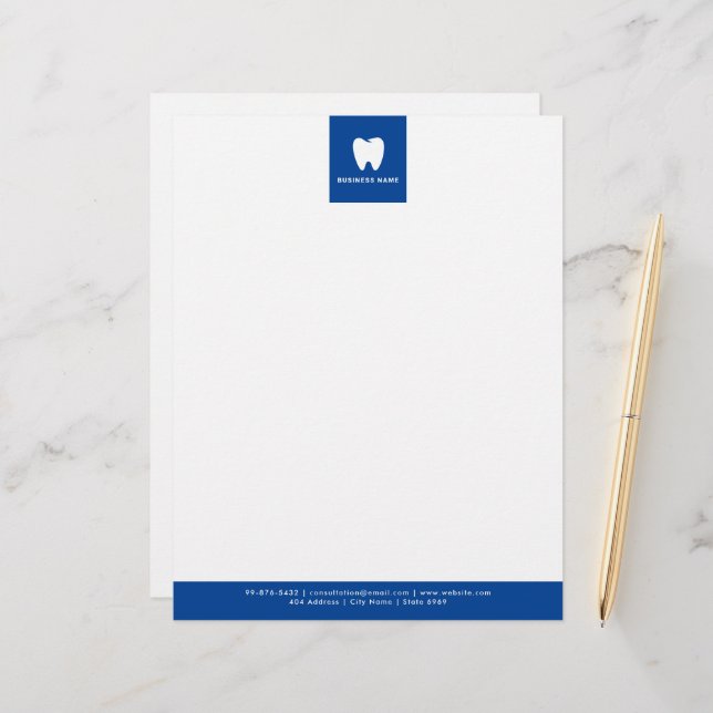 Your Logo | Business Dentist Modern Minimalist Custom Letterhead (Front/Back In Situ)
