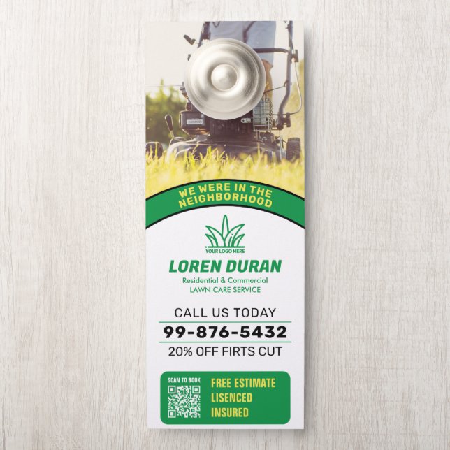 Your Logo Business | Lawn Care Service Door Hanger (On Knob)
