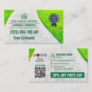 Your Logo Business   Lawncare Service Social Media Business Card
