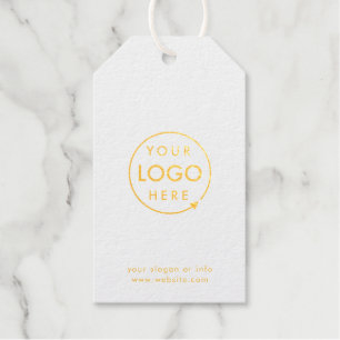 Your Logo Business Modern Minimal White and Gold Gift Tags