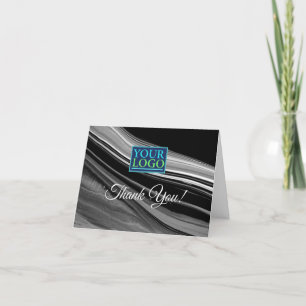 Your Logo, Business Name, Black and White Abstract Thank You Card