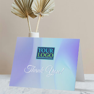 Your Logo, Business Name, Blue and Purple Abstract Thank You Card