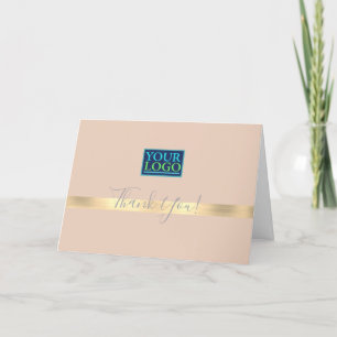 Your Logo, Business Name, Brushed Gold Stripe Thank You Card