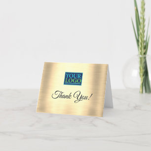 Your Logo, Business Name, Glowing Gold Sequins Tha Thank You Card