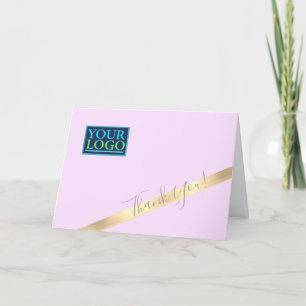 Your Logo Business Name, Gold Stripe Lilac, Vs 2 Thank You Card