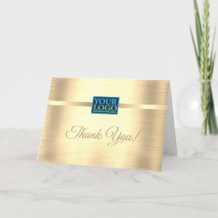 Your Logo, Business Name, Message, Brushed Gold Thank You Card