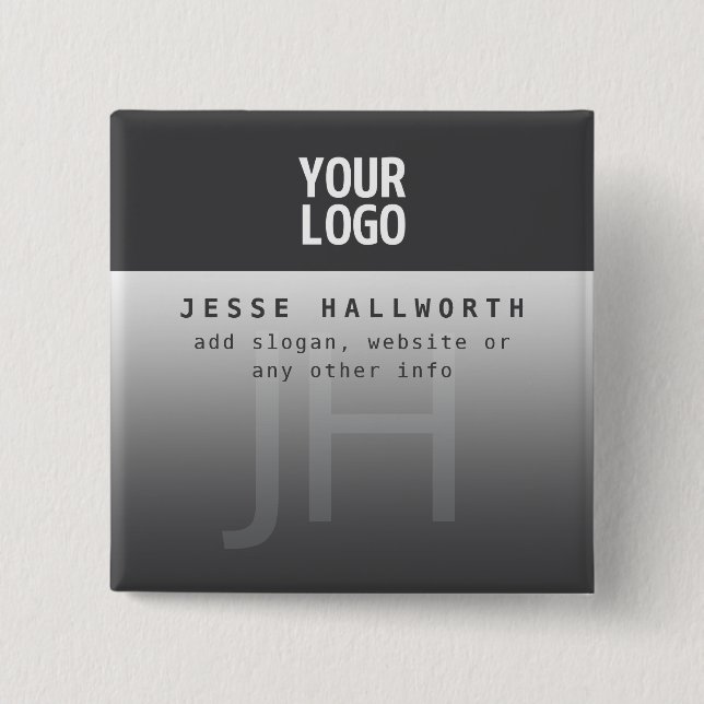 Your Logo, Business Name & Monogram  15 Cm Square Badge (Front)