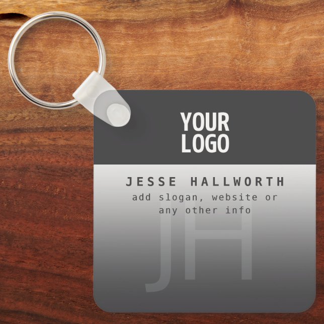 Your Logo, Business Name & Monogram  Key Ring (Front)