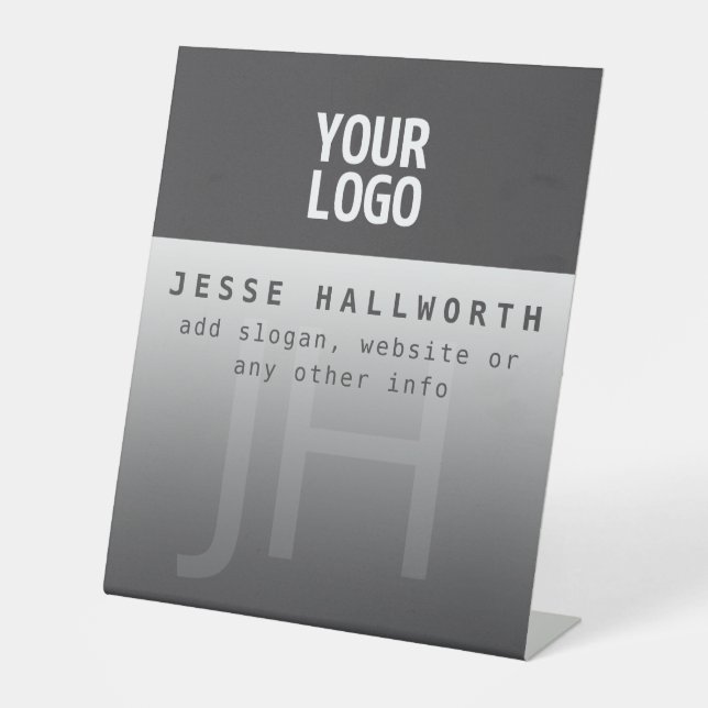 Your Logo, Business Name & Monogram  Pedestal Sign (Front)