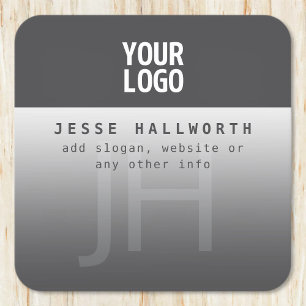 Your Logo, Business Name & Monogram  Square Paper Coaster