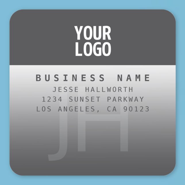 Your Logo, Business Name & Monogram  Square Sticker (Creator Uploaded)