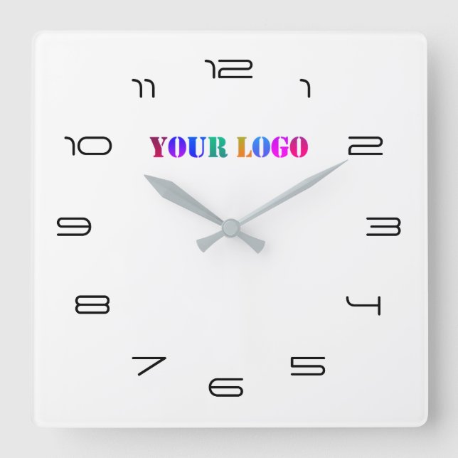 Your Logo Business Office Personalised Number Font Square Wall Clock (Front)