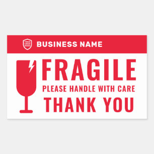Your Logo Business   Package Handling Symbol Red Rectangular Sticker