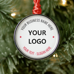 Your Logo Business Slogan Office Christmas Party Metal Ornament
