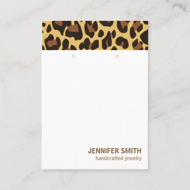 Your Logo Classic Leopard Print Earrings Holder Business Card (Front)