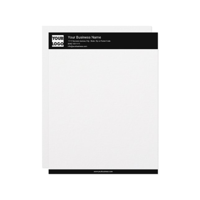 Your Logo Custom Business Black Custom Letterhead (Front/Back In Situ)