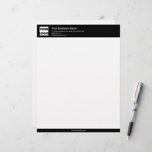 Your Logo Custom Business Black Letterhead (Front/Back In Situ)