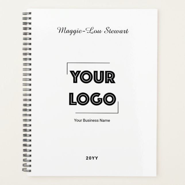 Your Logo Custom Business Black White Planner (Front)