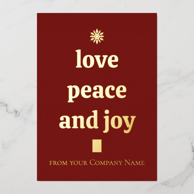 Your Logo Custom Business Minimalist Gold  Foil Holiday Card (Front)
